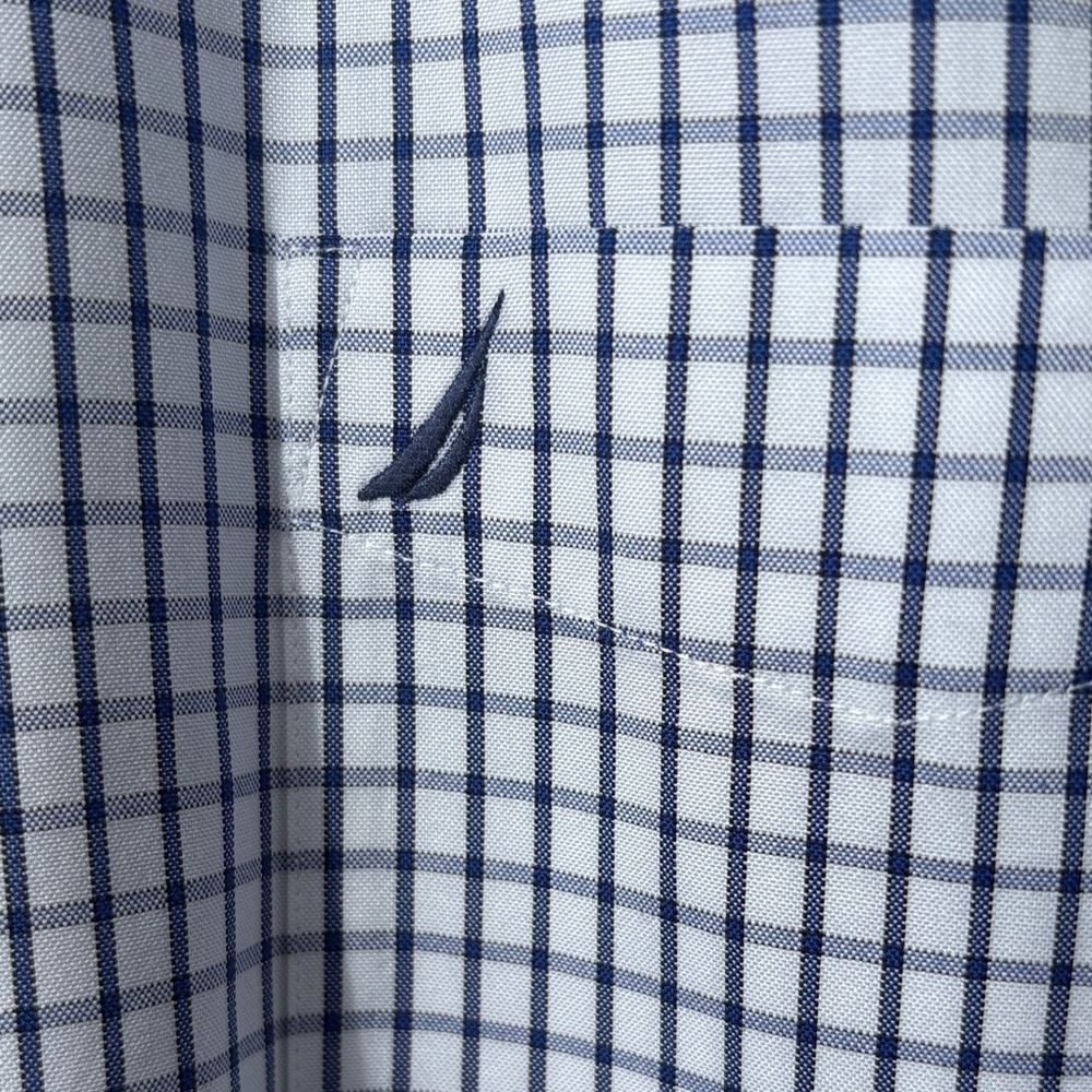Nautica Men's Navy and White Checkered Dress Shirt - Picture 7 of 7